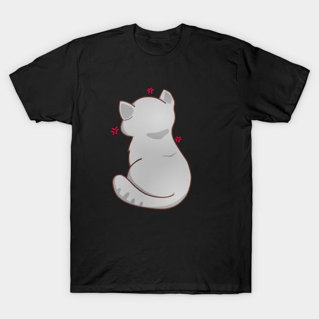 Kawaii Angry Gray Cat from the backside, Cat Lover T-Shirt by dukito